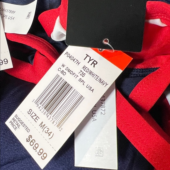 TYR Women's One-Piece Swimsuit in Navy, Red, and White - Picture 6 of 6